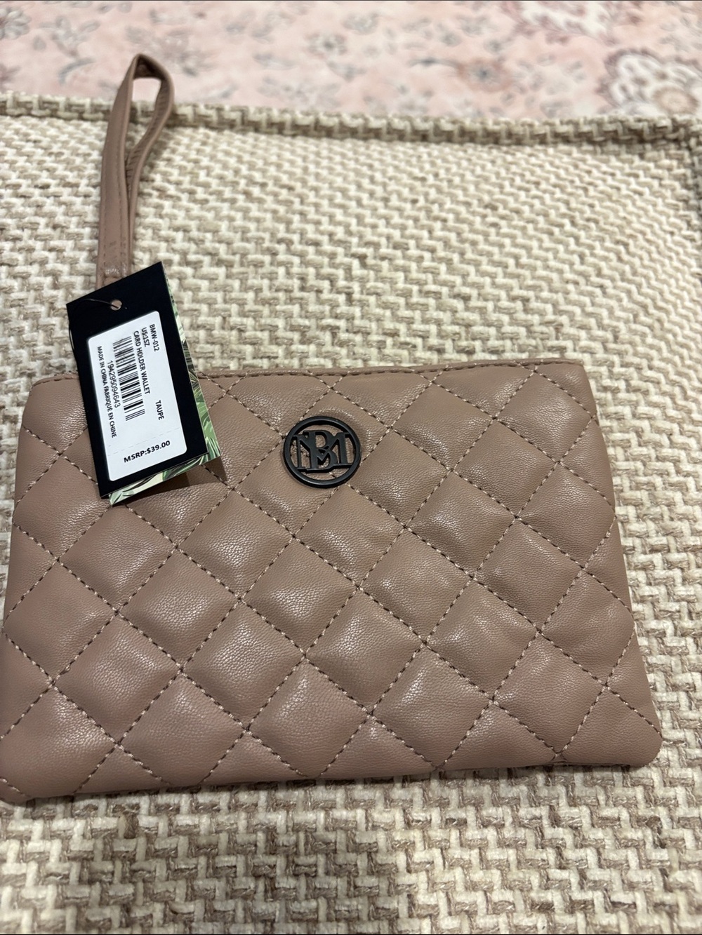 Michael Kors Quilted Wristlet Clutch in Taupe Beige